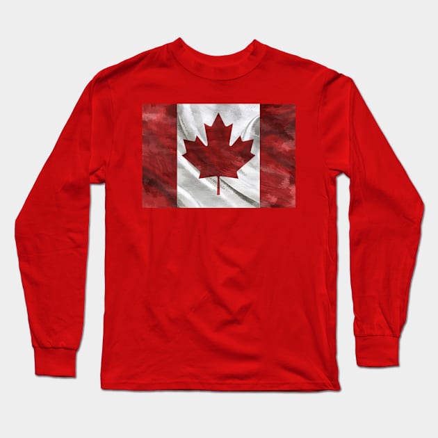 Painted Canadian Flag Long Sleeve T-Shirt by Phantomgamer19